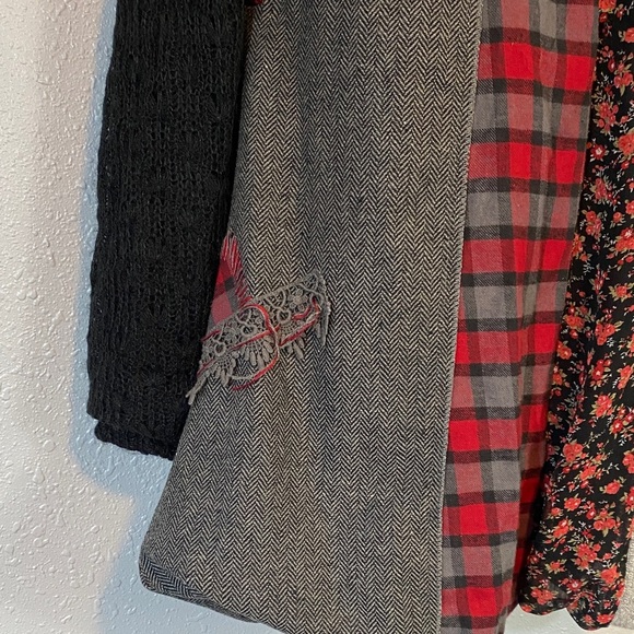 Patchwork Long Sleeve Dress - Black, Red, Gray - Picture 4 of 8